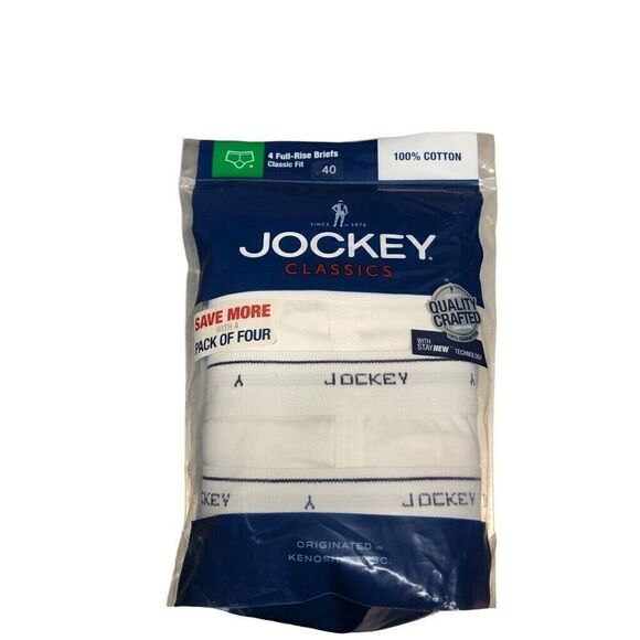 Jockey Classics Stay New Technology Full-Rise Briefs Size 40 QTY 4 - Picture 1 of 2